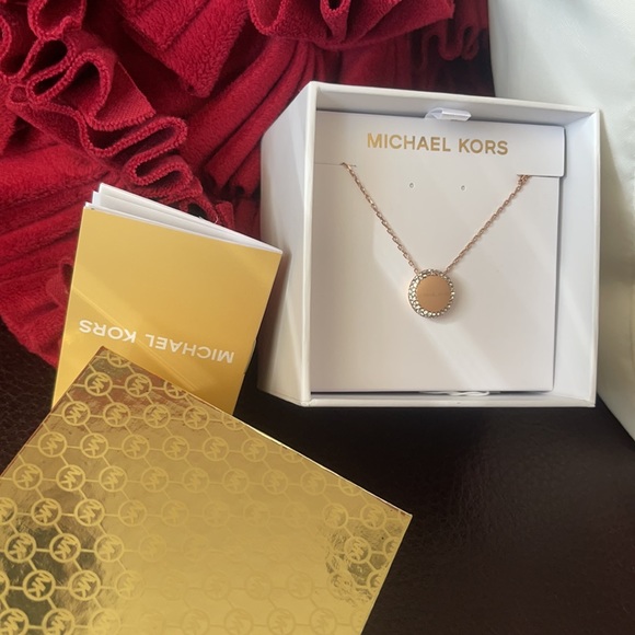 MICHAEL KORS MKJX6180791 BRILLIANCE PAVE' ROSE GOLD-TONE NECKLACE MSRP $85.00 - Picture 6 of 6